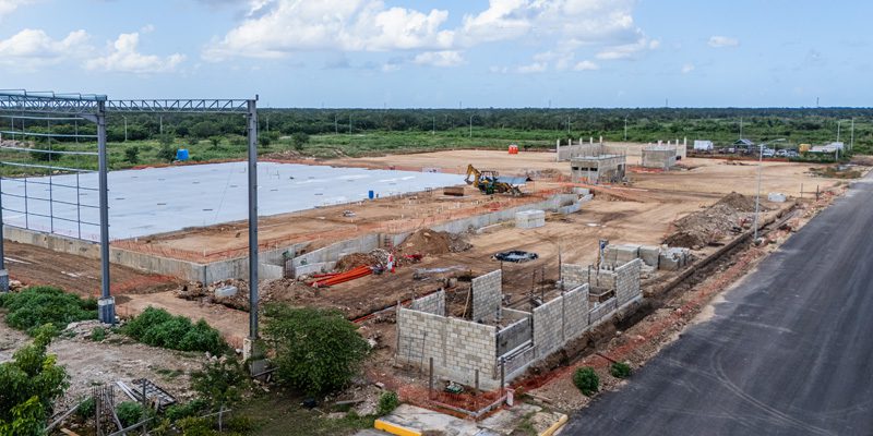 Construction site with structures under construction