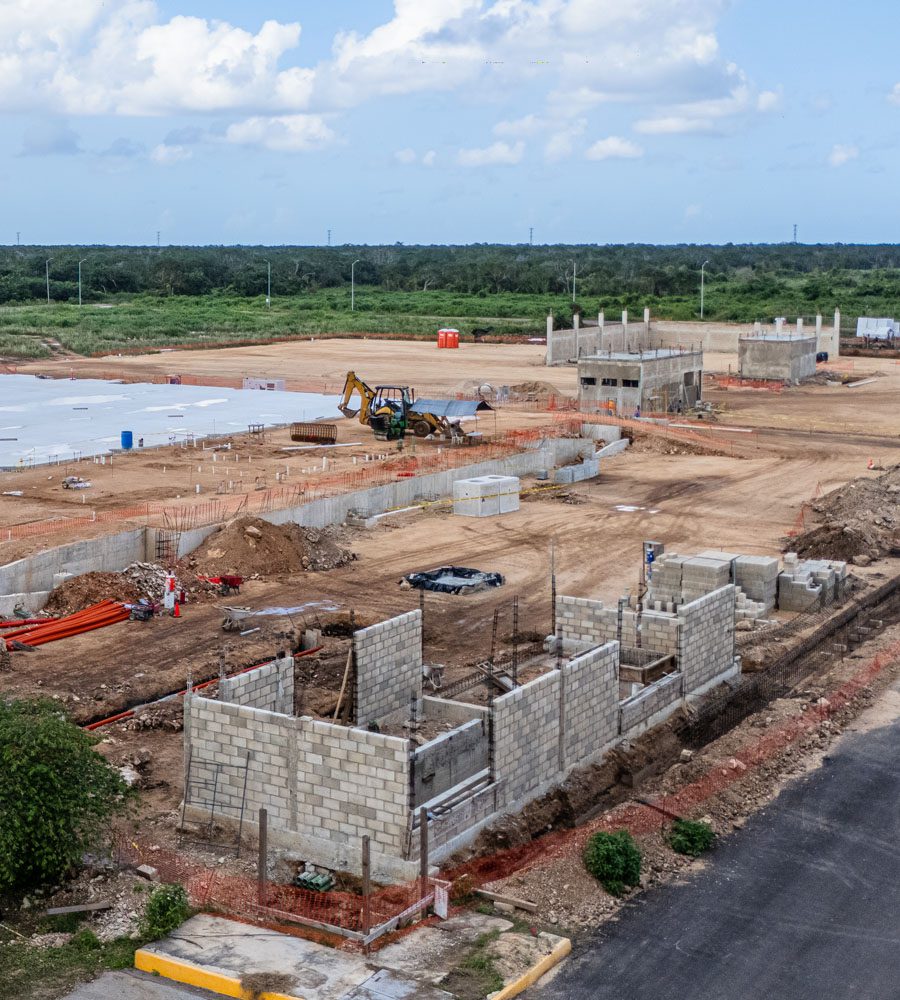 Construction site with structures under construction